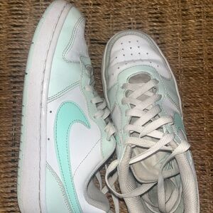 Nike White and Light Green Athletic Shoes